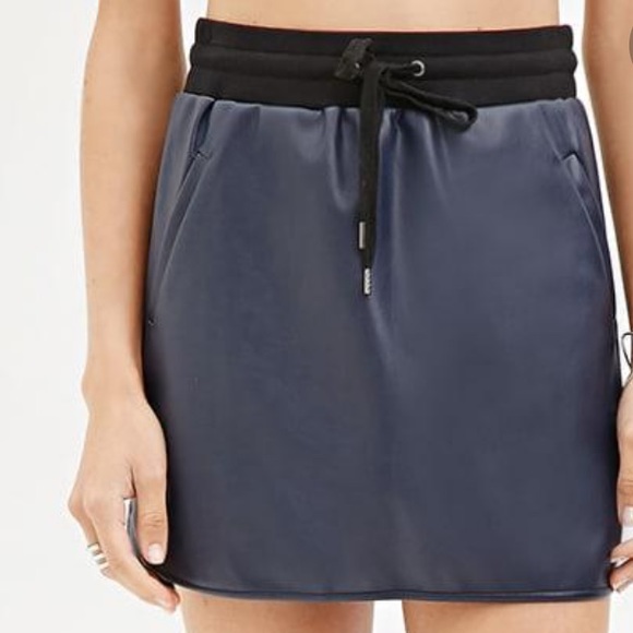 Forever 21 Dresses & Skirts - NEW Forever 21 Blue Faux Leather Mini Skirt M